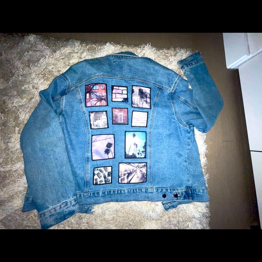 Forever 21 Oversized denim jacket with patchwork